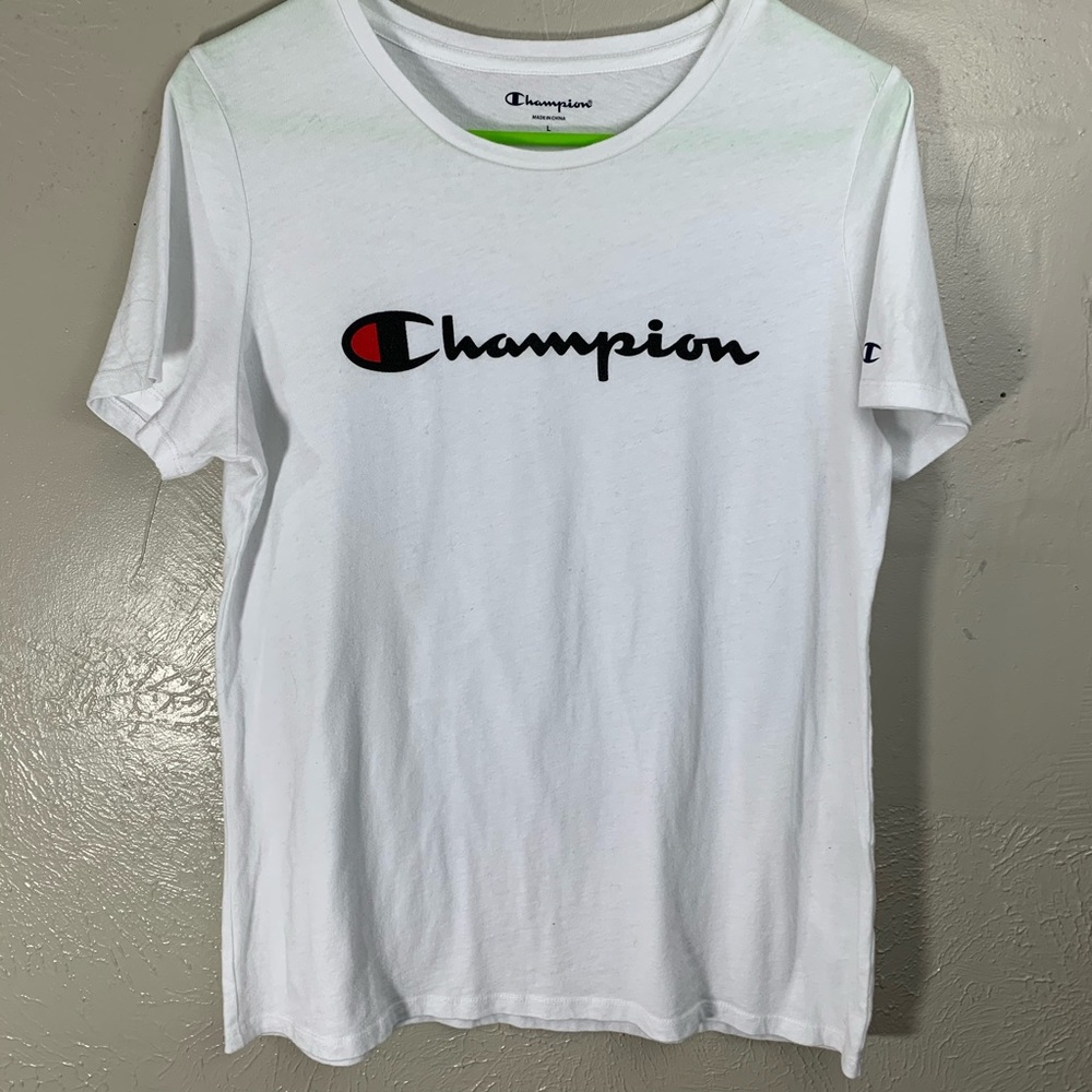 Champion white tee